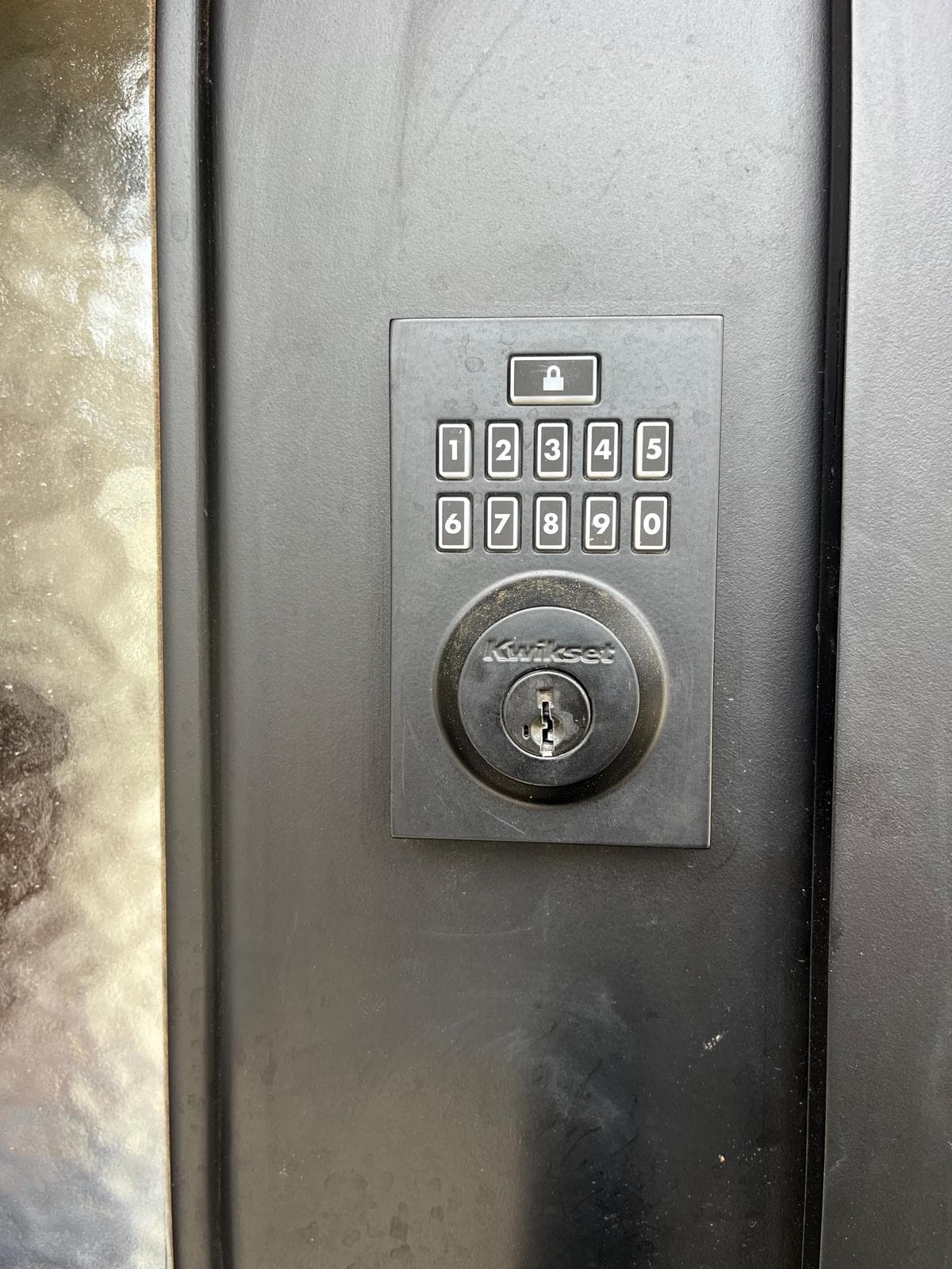 Keypad deadbolt installation on a San Antonio residential door